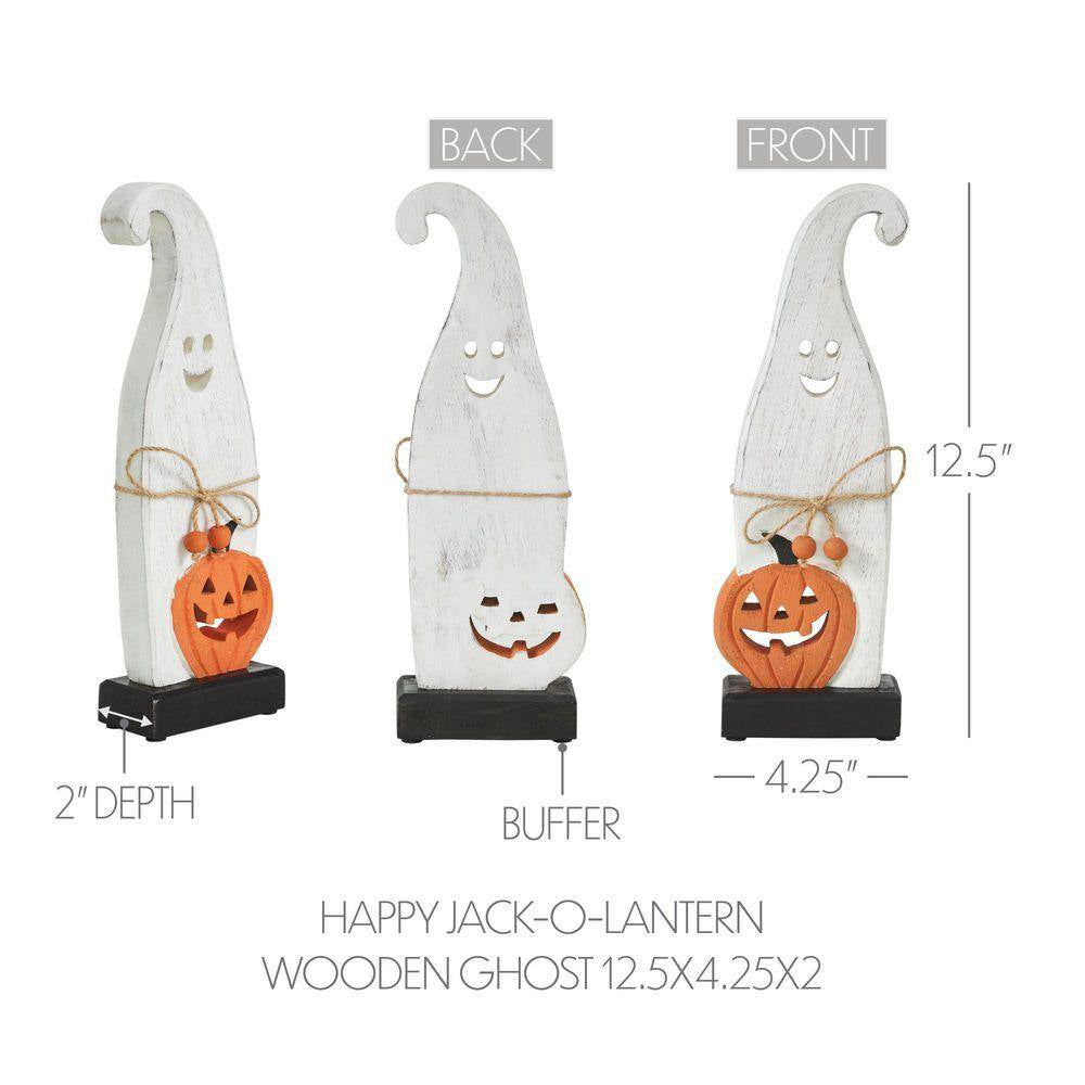 12.5 In. Jack-O-Lantern Ghost Happy Wooden Halloween Table Decor