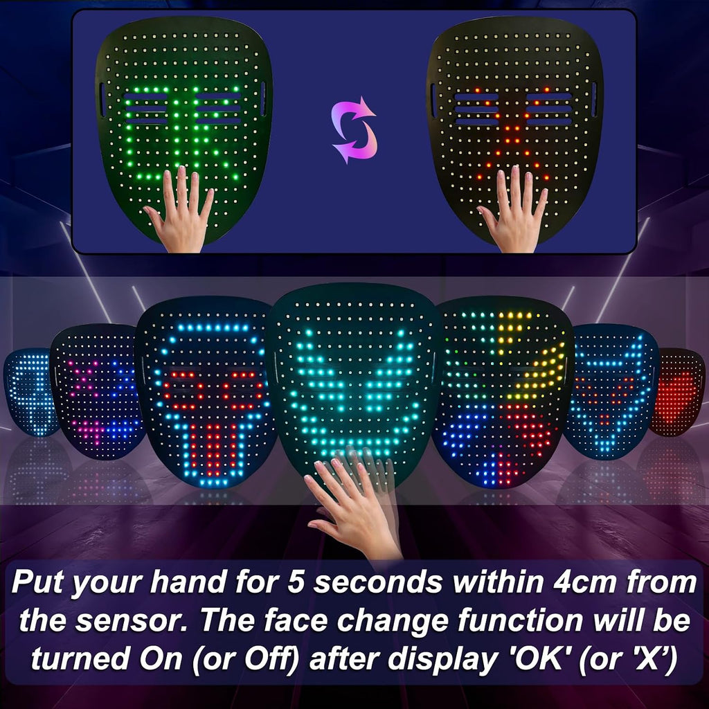 3 Set Halloween Gesture Sensing LED Mask Glow Skeleton Gloves & Shoelaces
