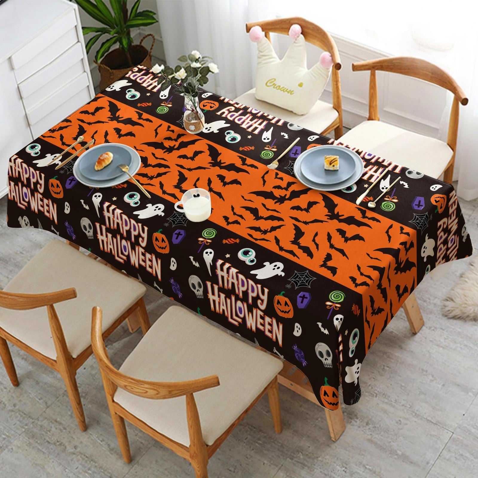 Halloween Decorations 2 Pack Plastic Tablecloth for Halloween Party Decorations