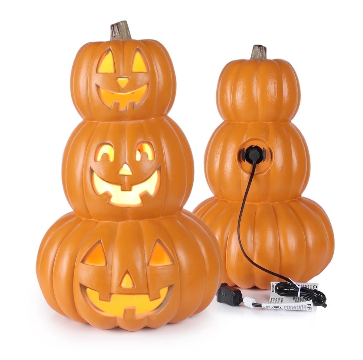 11" Jack O' Lantern Halloween Light-Up Pumpkin Lights - Tabletop, Porch, Garden, Bar Decor
