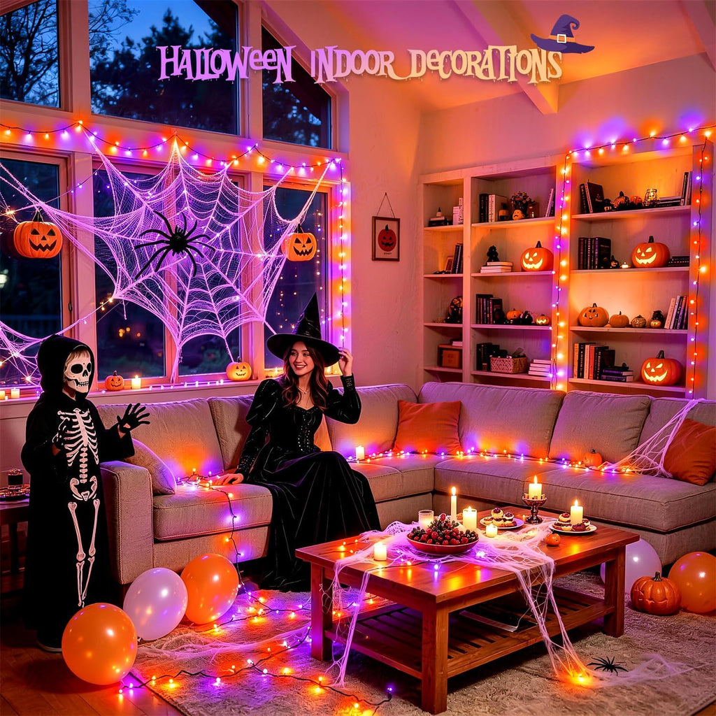 250LED Orange and Purple Halloween String Lights Plug In