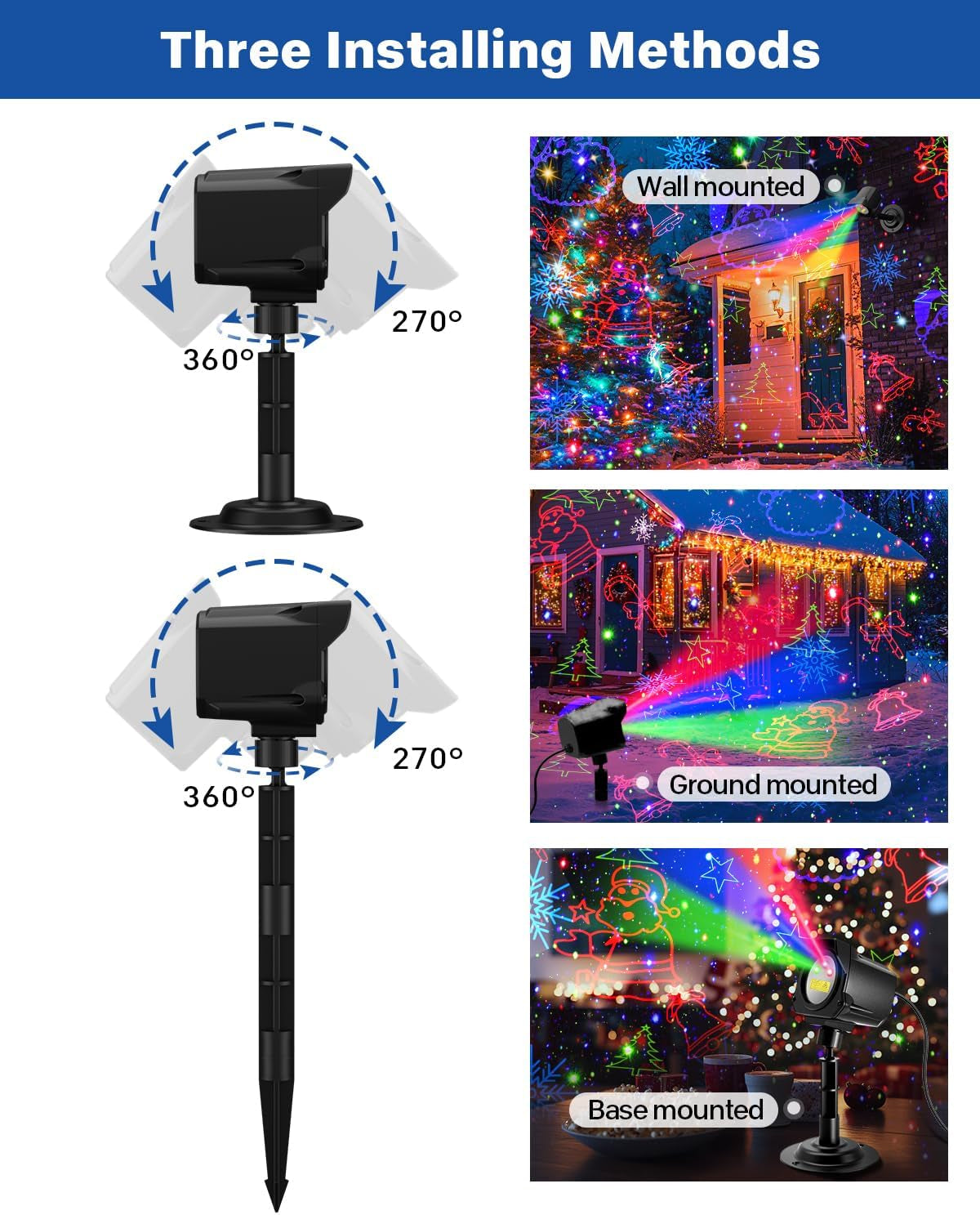 Laser Christmas Projector Lights Outdoor, 2025 Upgraded 3 Color Halloween Light Projector with Christmas Decorative Patterns, Waterproof, Indoor Holiday Decoration, Home Decor, Party, Garden