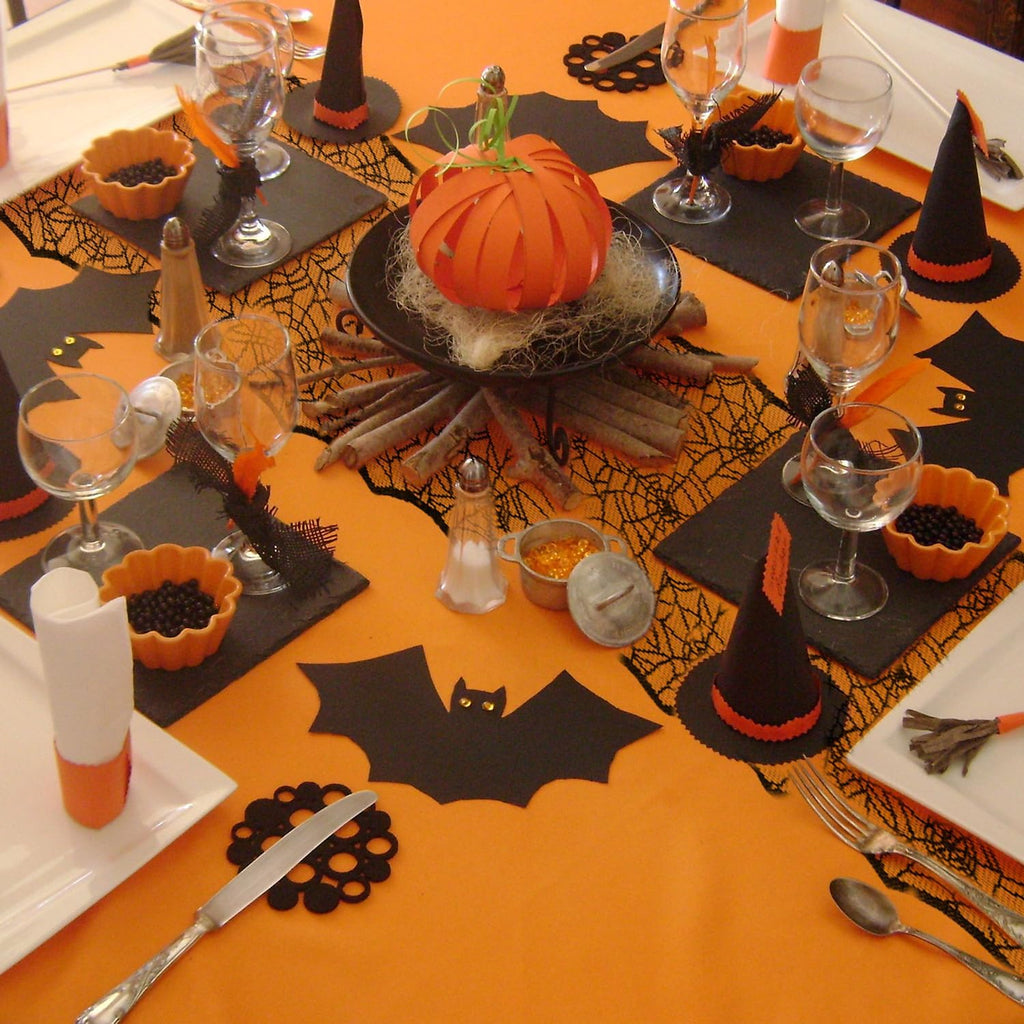 Halloween Decorations Table Runner - Black Lace Spider Web Table Runners for Halloween Table Decor, 18 X 72 Inch Halloweens Lace Table Runner for Halloweens Party Home Kitchen Dinner Decoration Indoor