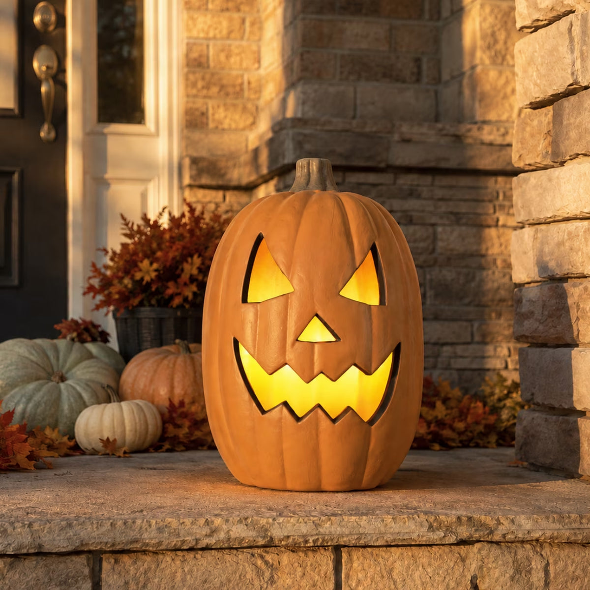 11" Jack O' Lantern Halloween Light-Up Pumpkin Lights - Tabletop, Porch, Garden, Bar Decor