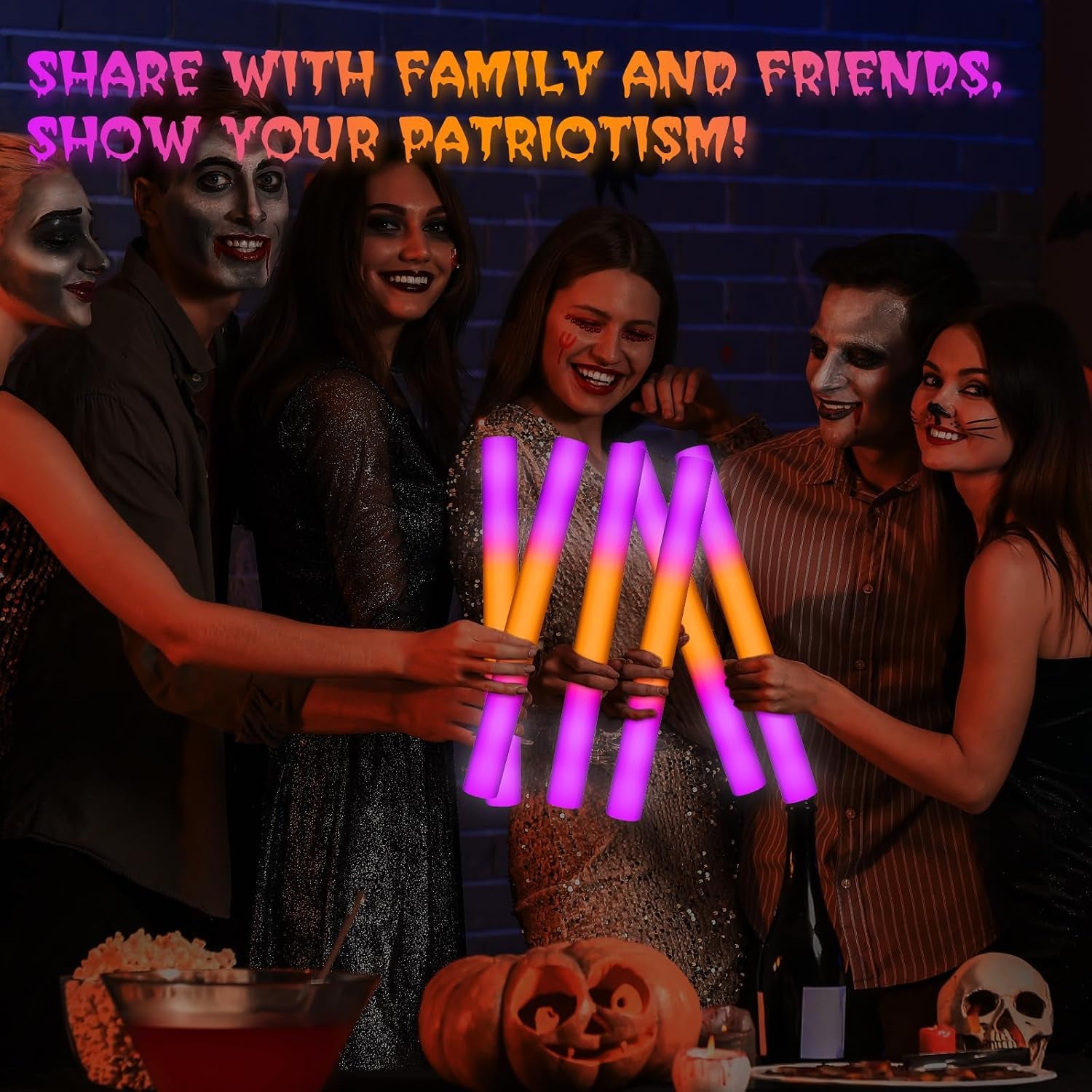 36 Pcs 16 Inch Halloween Glow Sticks Bulk LED Foam Sticks Orange and Purple Light up Party Favors Glow in the Dark Light Sticks with 3 Flashing Modes for Birthdays Weddings Raves Concerts