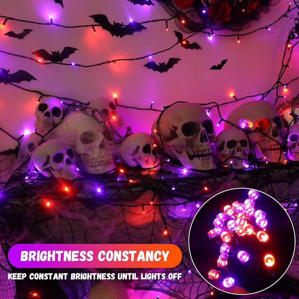 300LED 93 Ft Orange & Purple Halloween Lights 8 Modes Halloween Light Mini Twinkle Light for Party Indoor Outdoor Decor