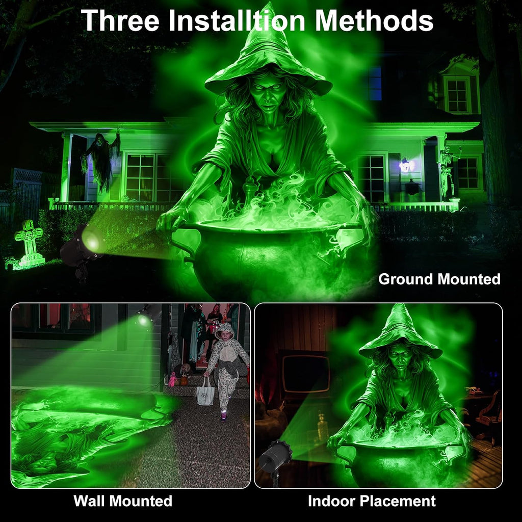 Halloween Projector Outdoor Light Decoration, Witch and Cauldron