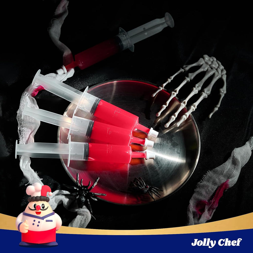 60 Pack Party Jelly Halloween Shot Syringes, Medium 1.5 Oz Container with Lid, Perfect for Plastic Shot Glasses Thanksgiving Christmas