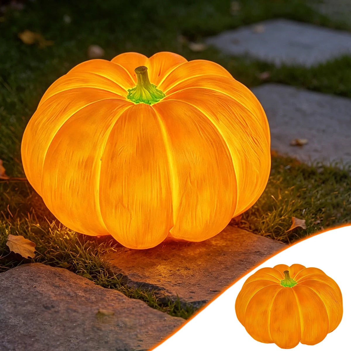 Dengmore 2026 Upgraded 8Inch Warm Light Pumpkin Lantern Scene Layout Halloween Decorations Light up Pumpkin 3D Fall Pumpkin Battery Operated Orange