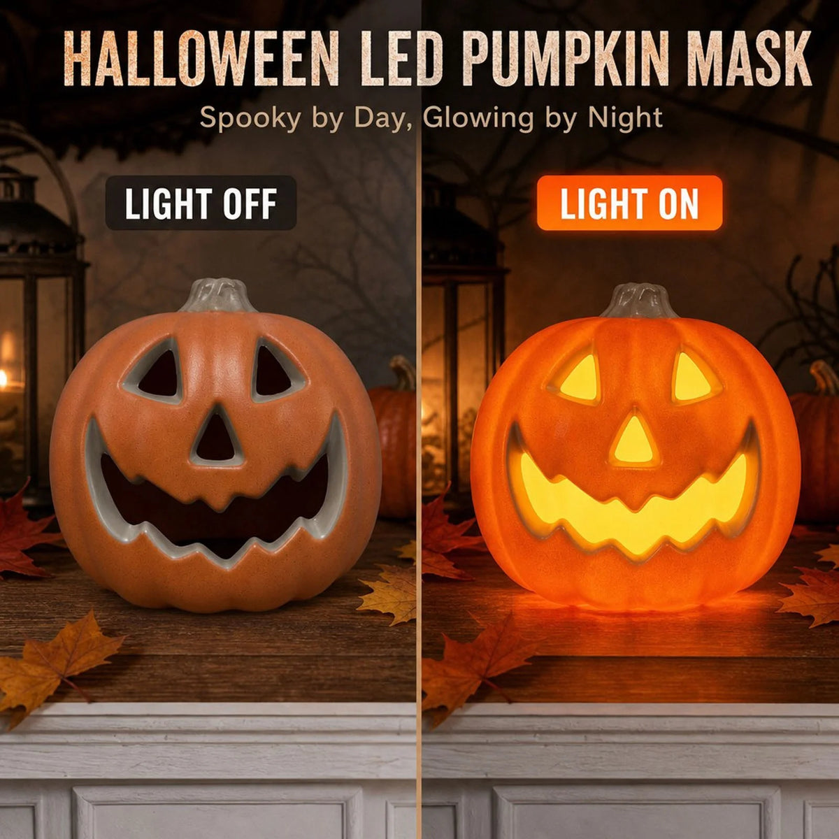 Dengmore 2026 Upgraded 8Inch Warm Light Pumpkin Lantern Scene Layout Halloween Decorations Light up Pumpkin 3D Fall Pumpkin Battery Operated Orange