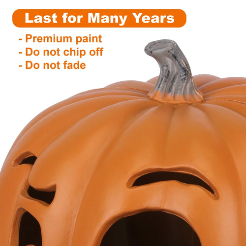 11" Jack O' Lantern Halloween Light-Up Pumpkin Lights - Tabletop, Porch, Garden, Bar Decor