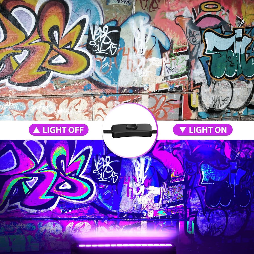 45W LED Black Light Bar,Black Lights for Glow Party,Waterproof Blacklight with Plug & Switch, Halloween Light for Glow in the Dark Party Supplies,Bedroom,Body Paint,Stage Lighting,2 Pack