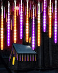 Halloween Lights 10 Tubes Orange Purple Meteor Shower Icicle Lights 240 LED