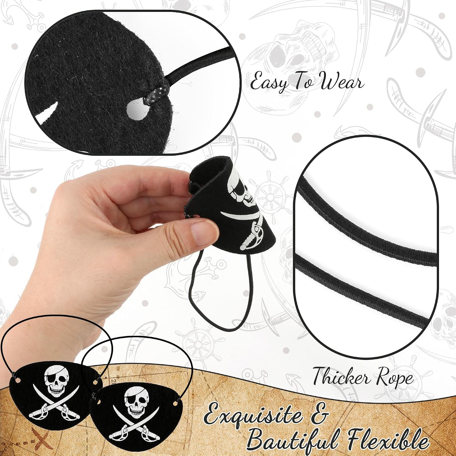 Halloweens Pirate-Accessories for Men Women Pirate-Party Favors Supplies