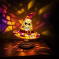 Halloween Witch Hat Table Lamp, Stained Glass Style Jack O Lantern Night Light Ghost Decor Skull Nightlight for Indoor Home Office Table Mantel Shelf Party Supply