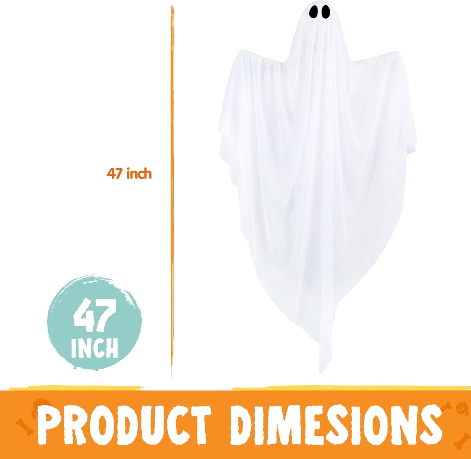 2 Pcs 47” Halloween Light up Hanging Ghost Decorations Outdoor, Halloween Flying Hanging Ghosts with Warm LED Lights and Timer for Haunted House Prop Front Yard Patio Party Decor Indoor Outdoor