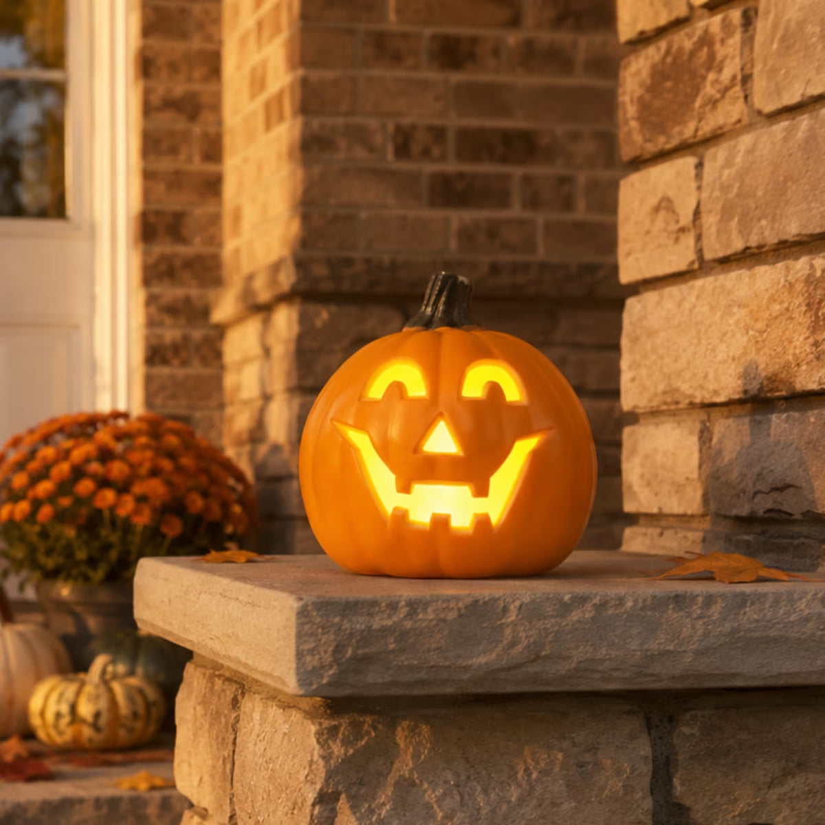 11" Jack O' Lantern Halloween Light-Up Pumpkin Lights - Tabletop, Porch, Garden, Bar Decor
