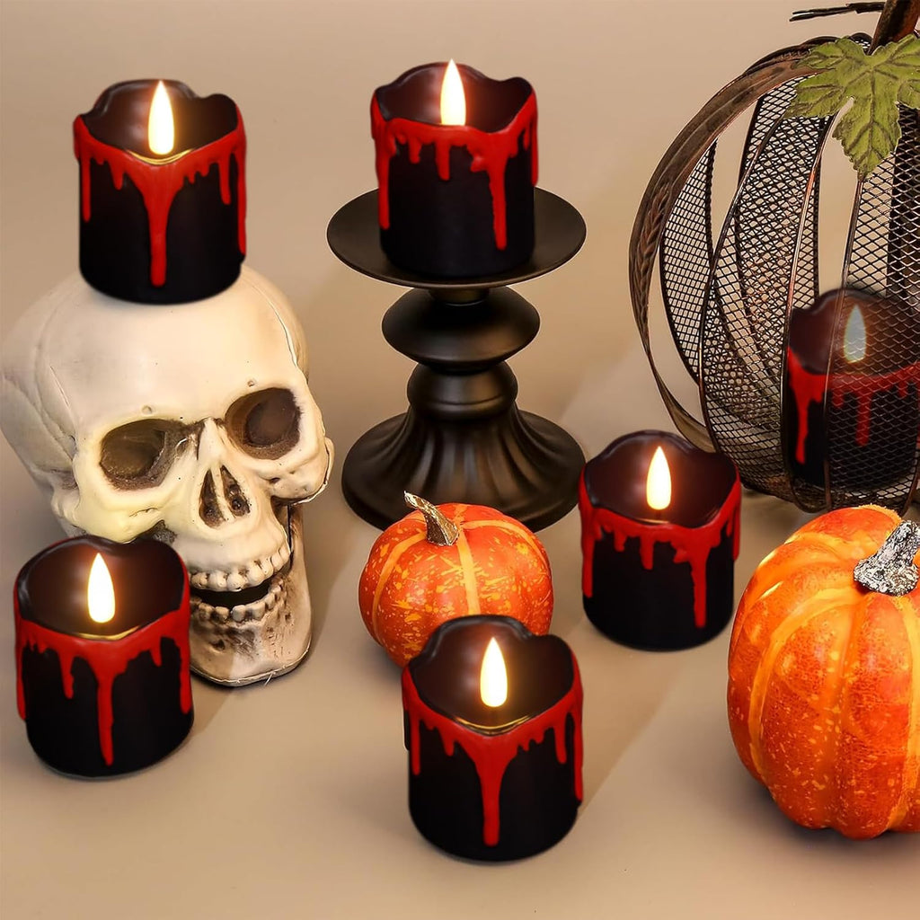 Black Flameless Votive Candles Battery Operated with 6 Hour Timer