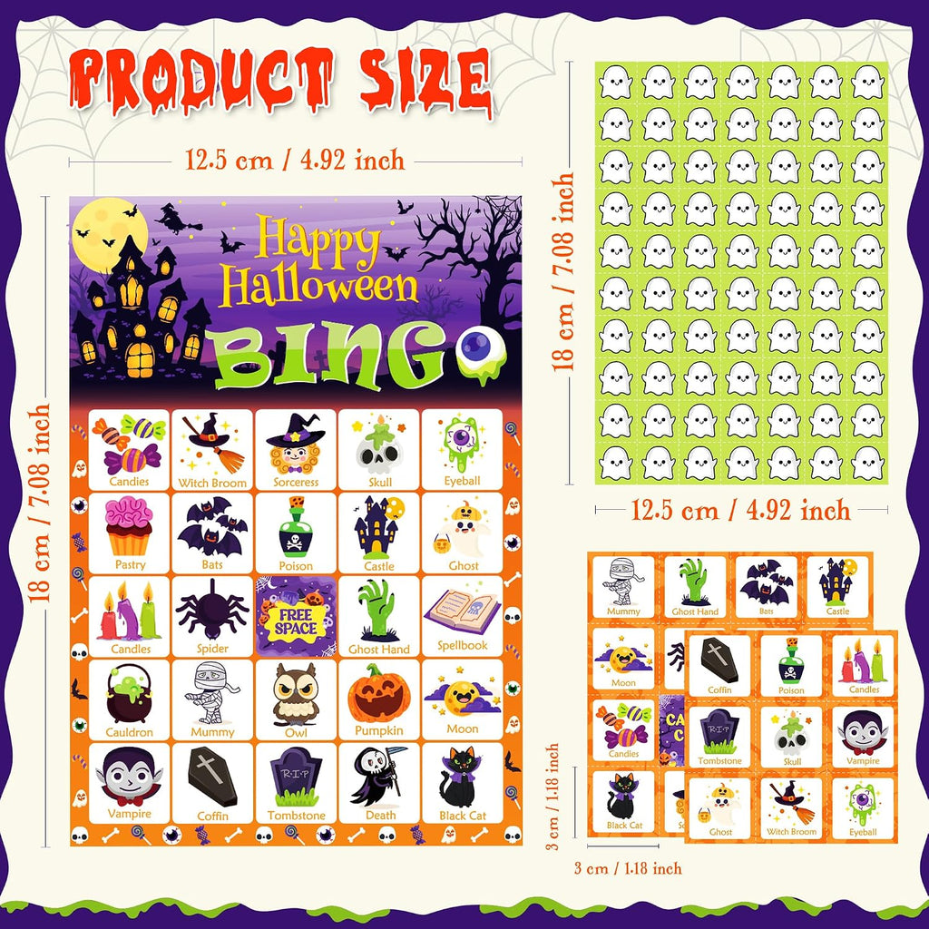 Halloween Games - Halloween Bingo for Kids | Halloween Party Favors - 24 Players Halloween Toys Gifts Party Supplies | Halloween Crafts Accessories Treats Activities for Family