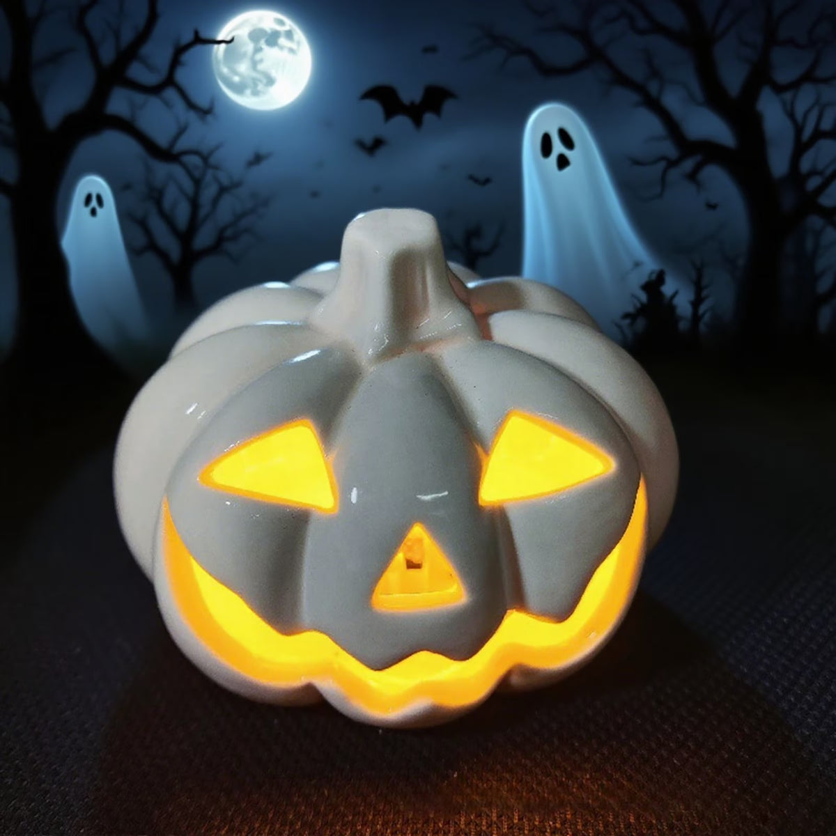 Dengmore 2026 Upgraded 8Inch Warm Light Pumpkin Lantern Scene Layout Halloween Decorations Light up Pumpkin 3D Fall Pumpkin Battery Operated Orange