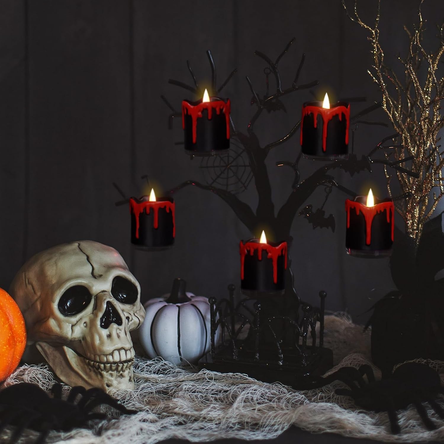 Black Flameless Votive Candles Battery Operated with 6 Hour Timer