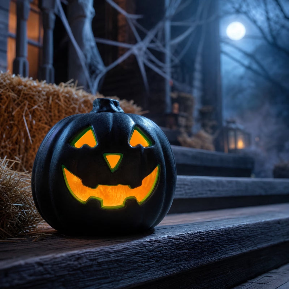 Dengmore 2026 Upgraded 8Inch Warm Light Pumpkin Lantern Scene Layout Halloween Decorations Light up Pumpkin 3D Fall Pumpkin Battery Operated Orange
