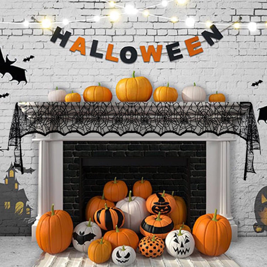 Halloween Decorations Table Runner - Black Lace Spider Web Table Runners for Halloween Table Decor, 18 X 72 Inch Halloweens Lace Table Runner for Halloweens Party Home Kitchen Dinner Decoration Indoor