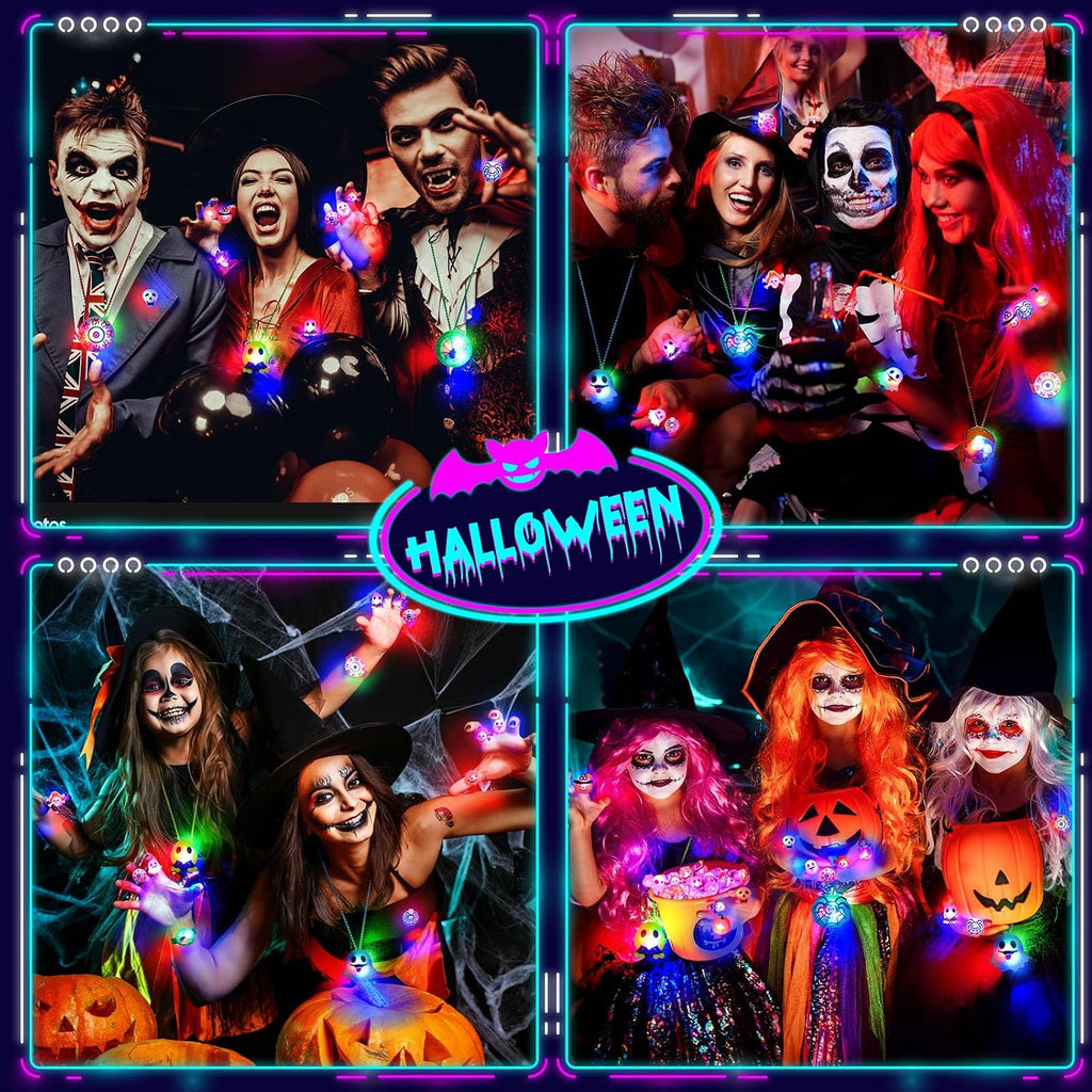 118 PCS Halloween Party Favors Bulk, 80 Rings, 14 Brooches, 12 Necklaces, 12 Bracelets,Halloween Toys for Kids, Glow in the Dark Toys, Bulk Halloween Goodie Bag Fillers, Halloween Party Supplies