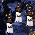 Halloween Light-Up Ghost Set of 3, Scary Face on Ghosts, Indoor & Outdoor Spooky Decor, Uses 3 Double a Batteries for Longer Lasting Lights, Hanging Decoration for Holiday and Parties, by