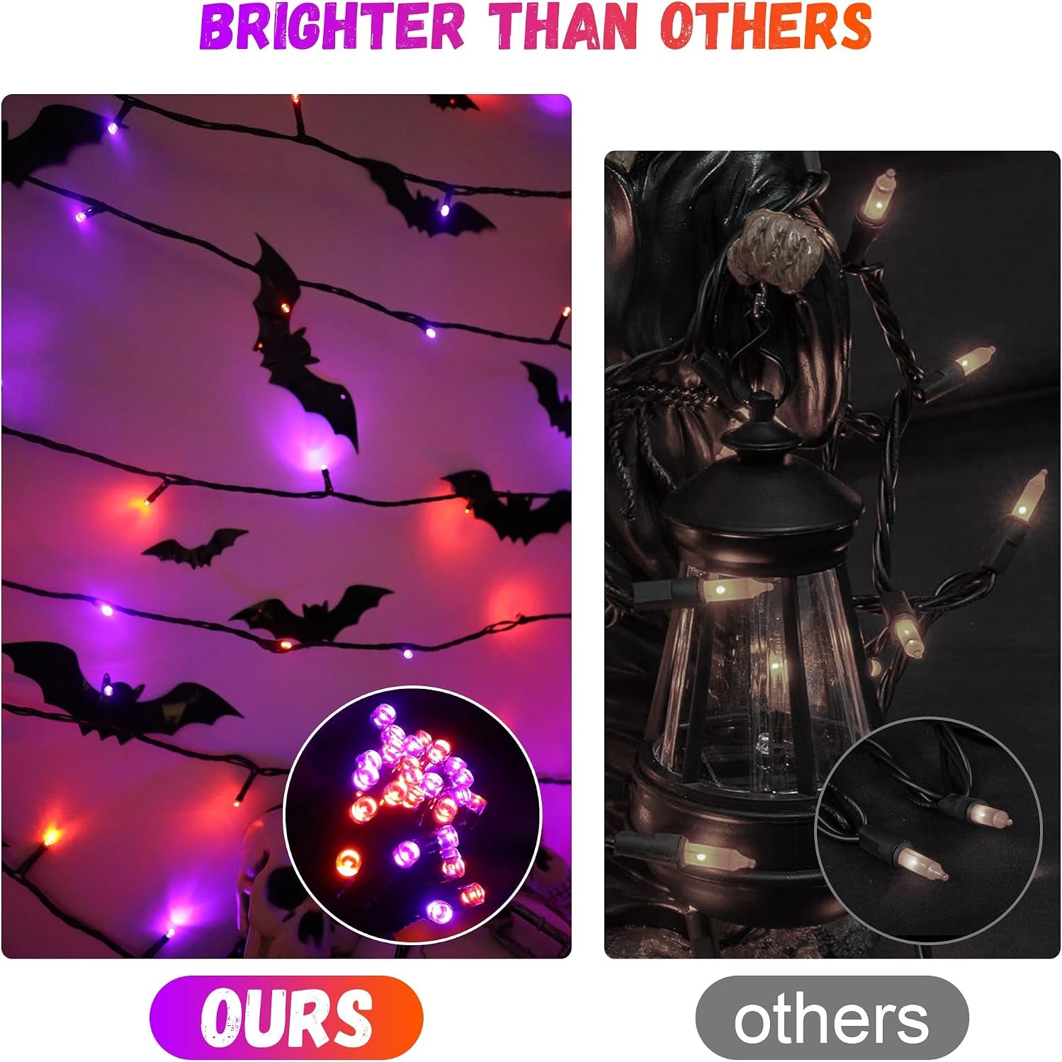 300LED 93 Ft Orange & Purple Halloween Lights 8 Modes Halloween Light Mini Twinkle Light for Party Indoor Outdoor Decor