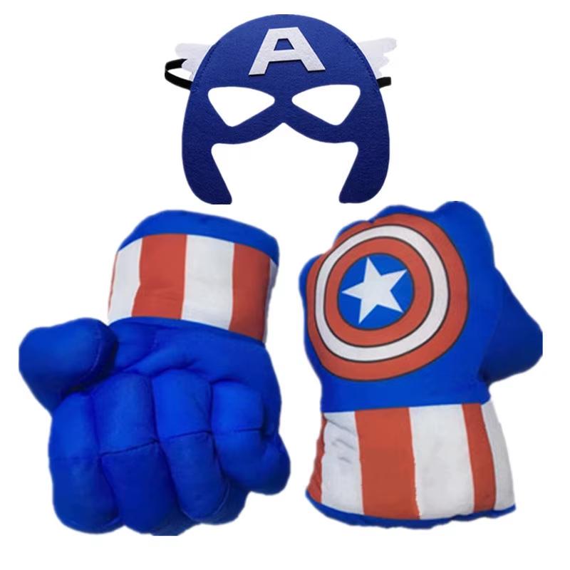 Superhero costume set front view with blue, red, and white shield design