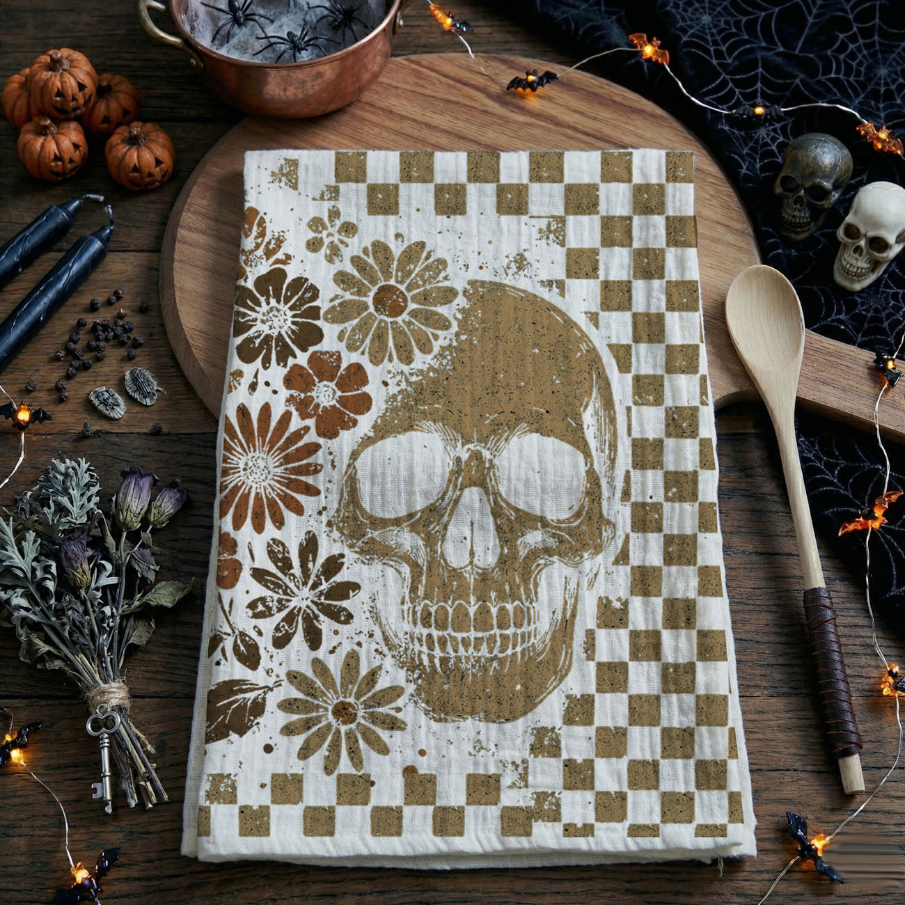 Retro Halloween Kitchen Towel