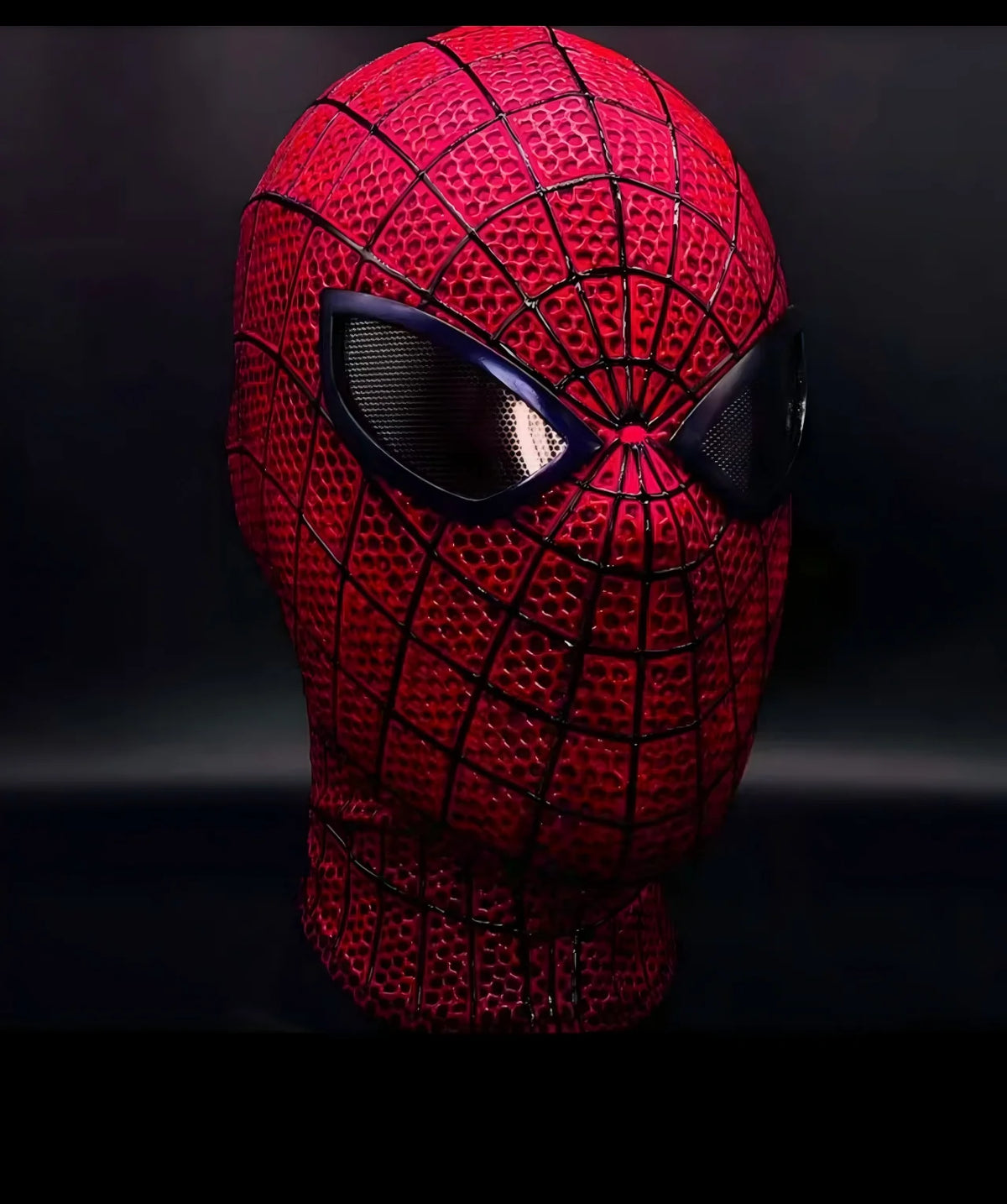 Spider-Man adult mask front view with red and black web pattern