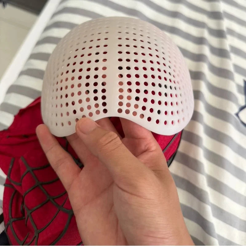 Spider-Man adult mask front view in red and white with web pattern